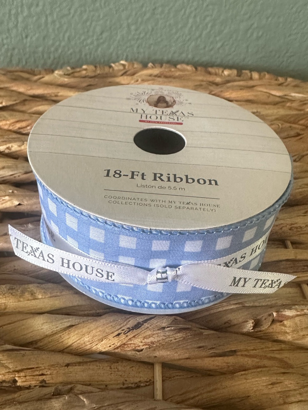 My Texas House Blue Gingham Ribbon